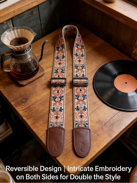 Guitar or Ukulele Elegant Embroidered Strap - Picture 2 of 3